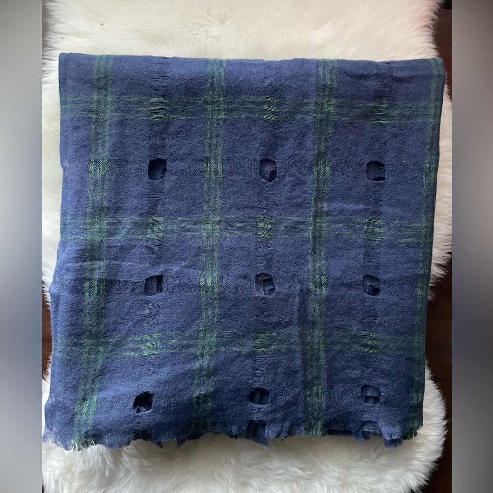 Chan Luu Black Watch Plaid Wool Scarf/Shawl/Wrap